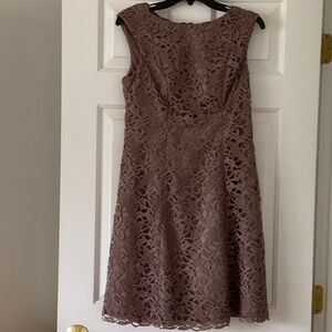 Adrianna Papell Lace Midi Dress - Brown
